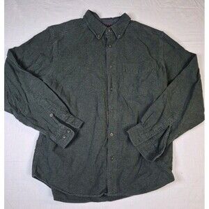 Woolrich Flannel Shirt Mens Large Gray Green Cotton Long Sleeve Outdoor